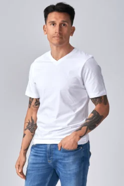 Basic V-neck t-shirt - Hvid