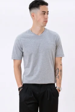 Basic V-neck t-shirt - Oxford Grå