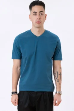 Basic V-neck t-shirt - Petroleum Blå