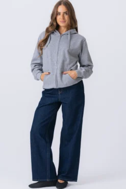 Basic zip hoodie - Grå