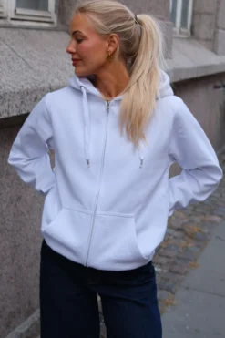 Basic Zip Hoodie - Hvid