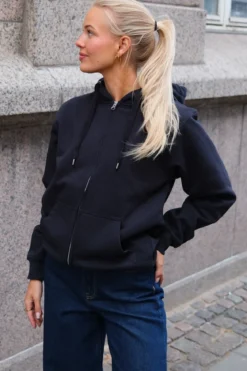 Basic Zip Hoodie - Mørk Navy