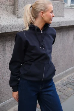 Basic Zip Hoodie - Mørk Navy