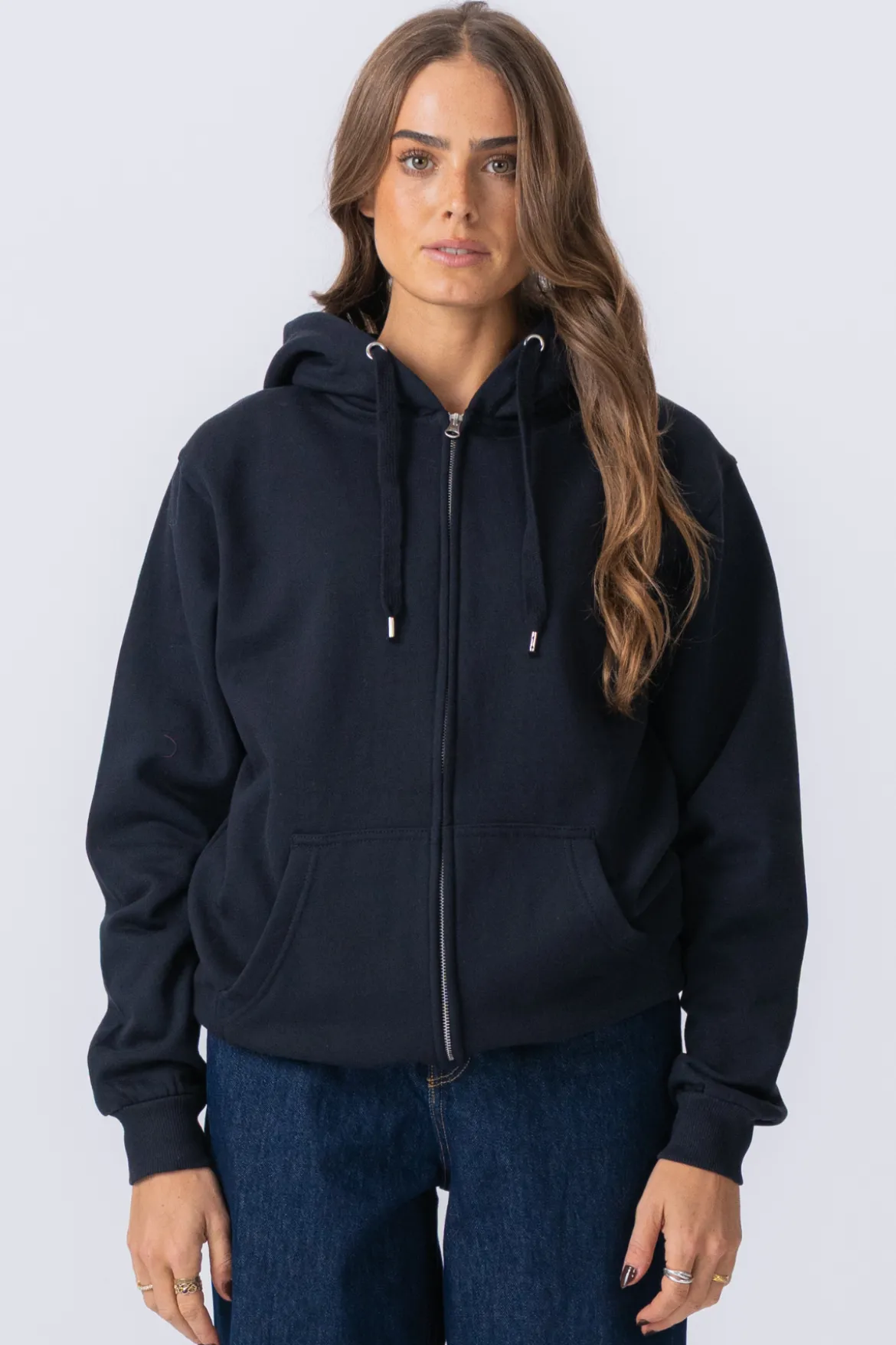 Basic Zip Hoodie - Mørk Navy