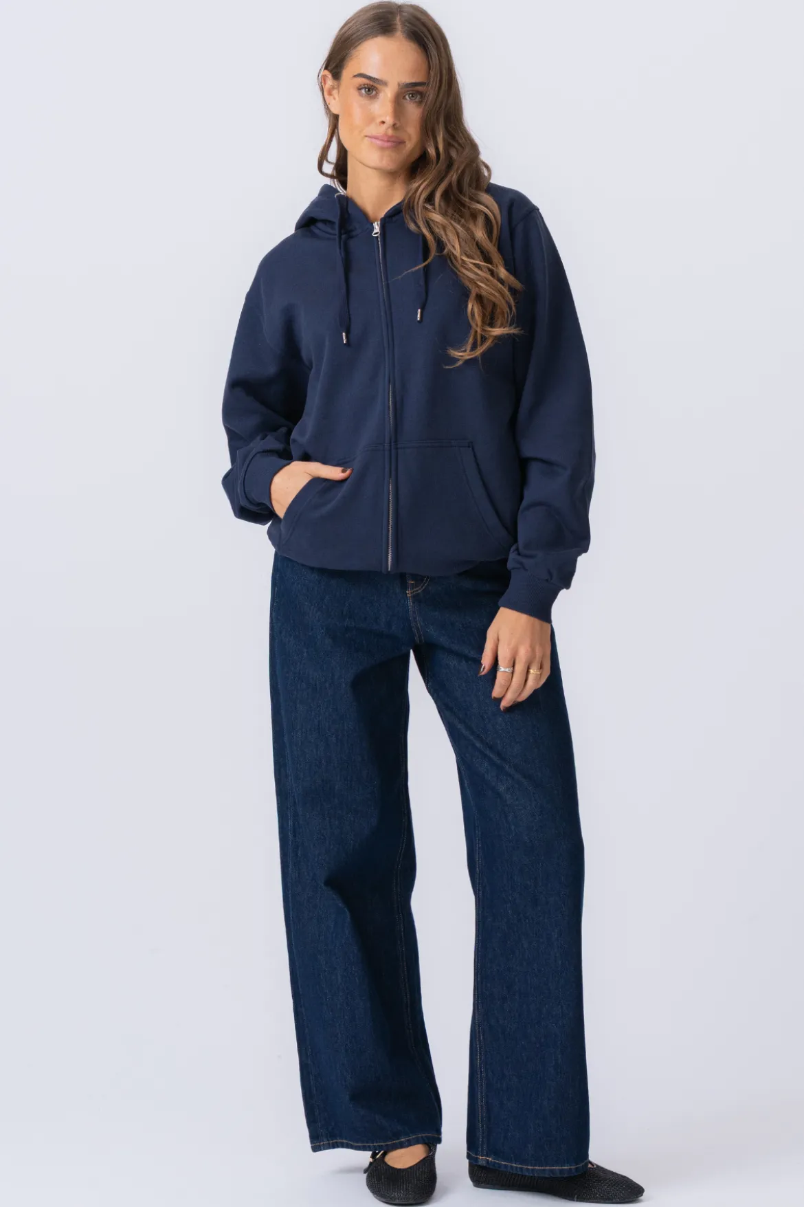 Basic zip hoodie - Navy
