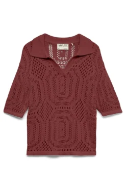 Baylee Polo Crochet - Maroon