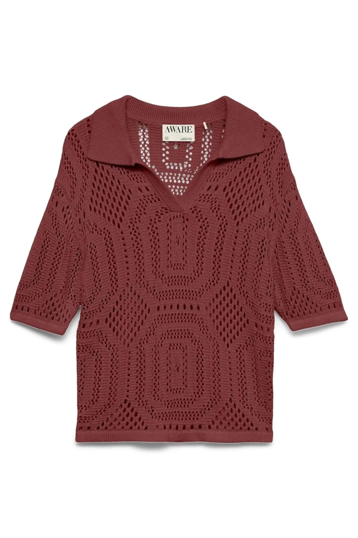 Baylee Polo Crochet - Maroon