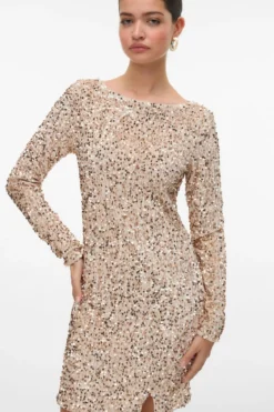 Bella Kort Kjole - Pumice Stone Champagne