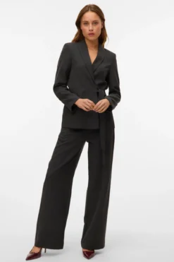 Bestie Wide Strap Pant - Mørk Grå Melange