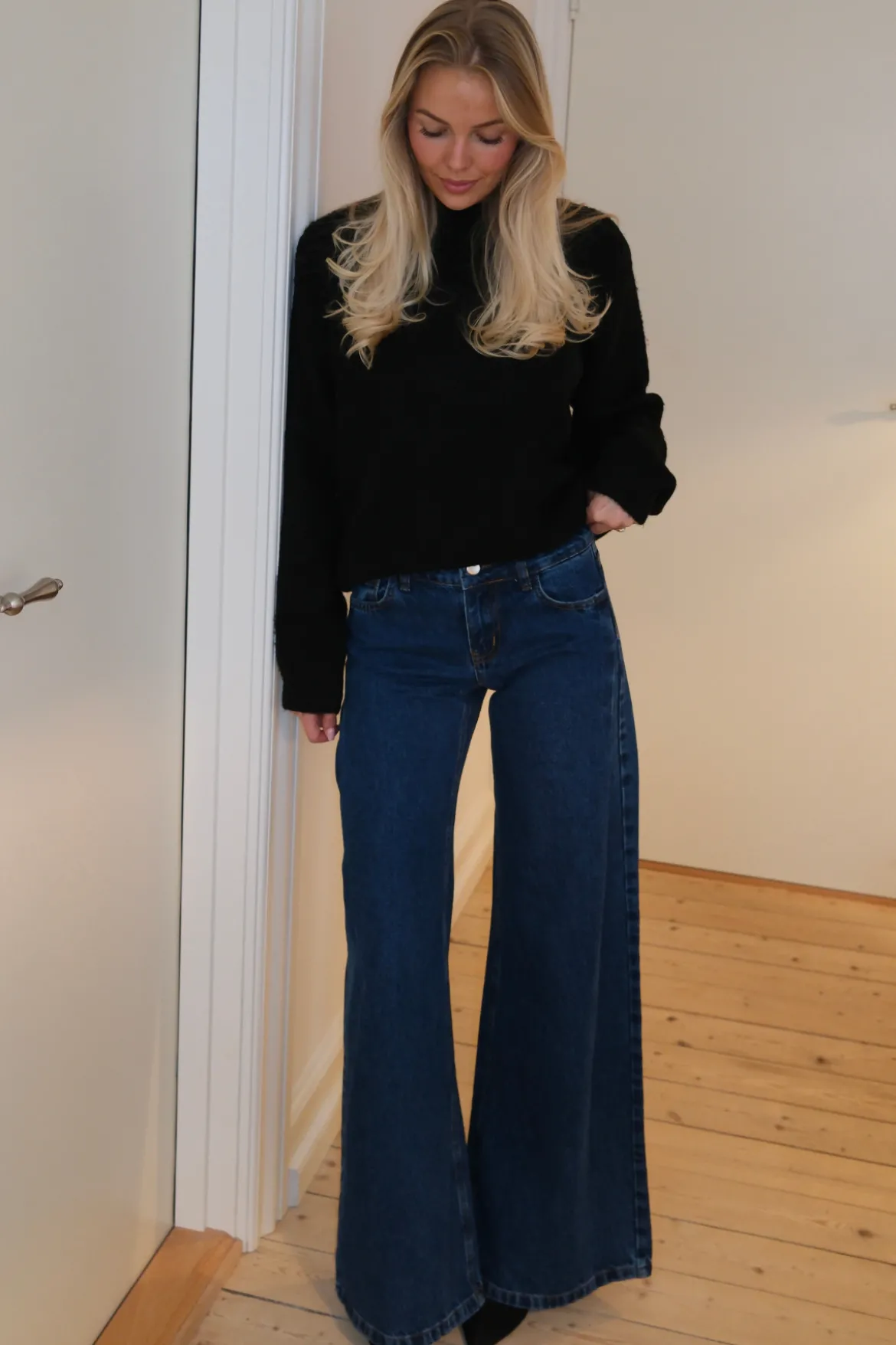 Bianca Lavtaljede Jeans - Mellemblå