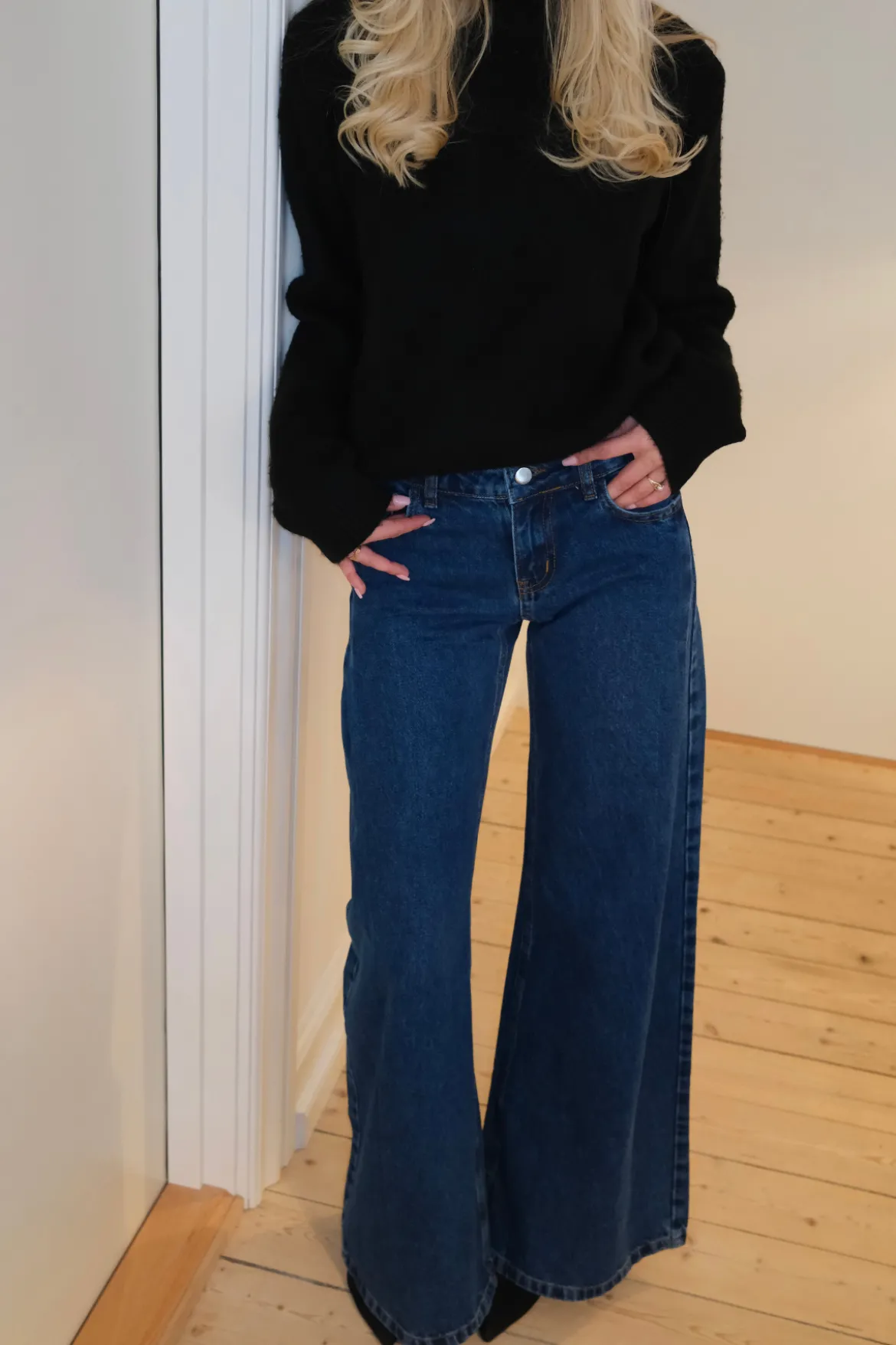 Bianca Lavtaljede Jeans - Mellemblå