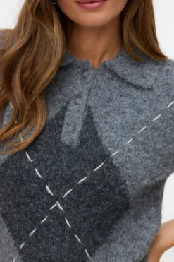 Bliss 2/4 Rullekravetrøje - Medium Grey Melange