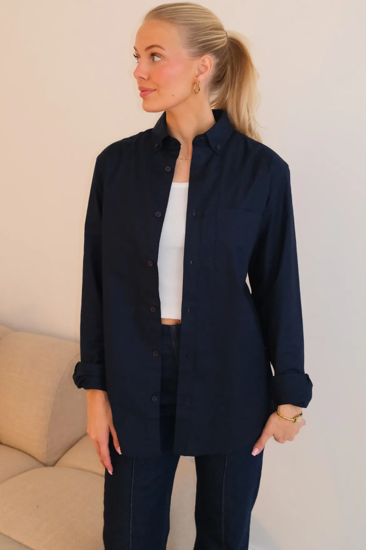Boyfriend Oxford Skjorte - Navy