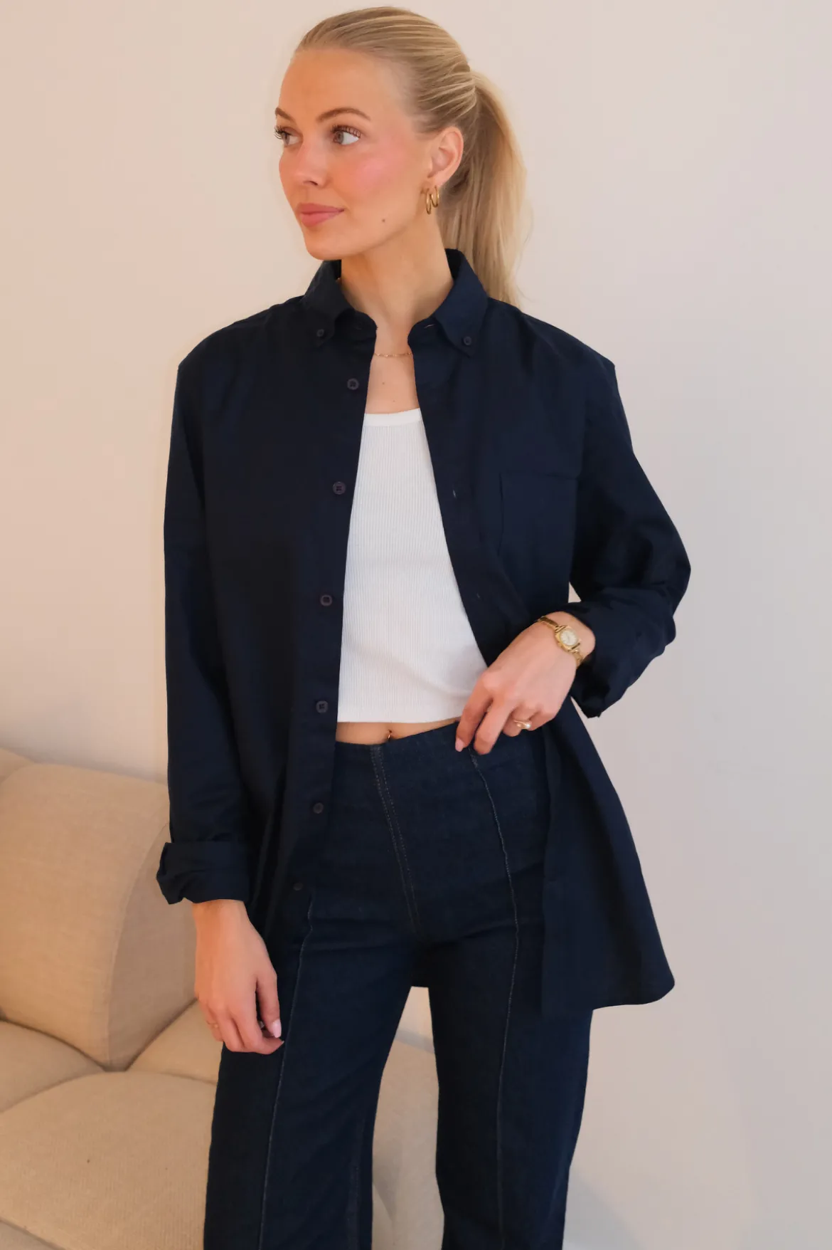 Boyfriend Oxford Skjorte - Navy