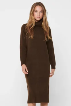 Brandie Roll Neck Dress - Chicory Coffee