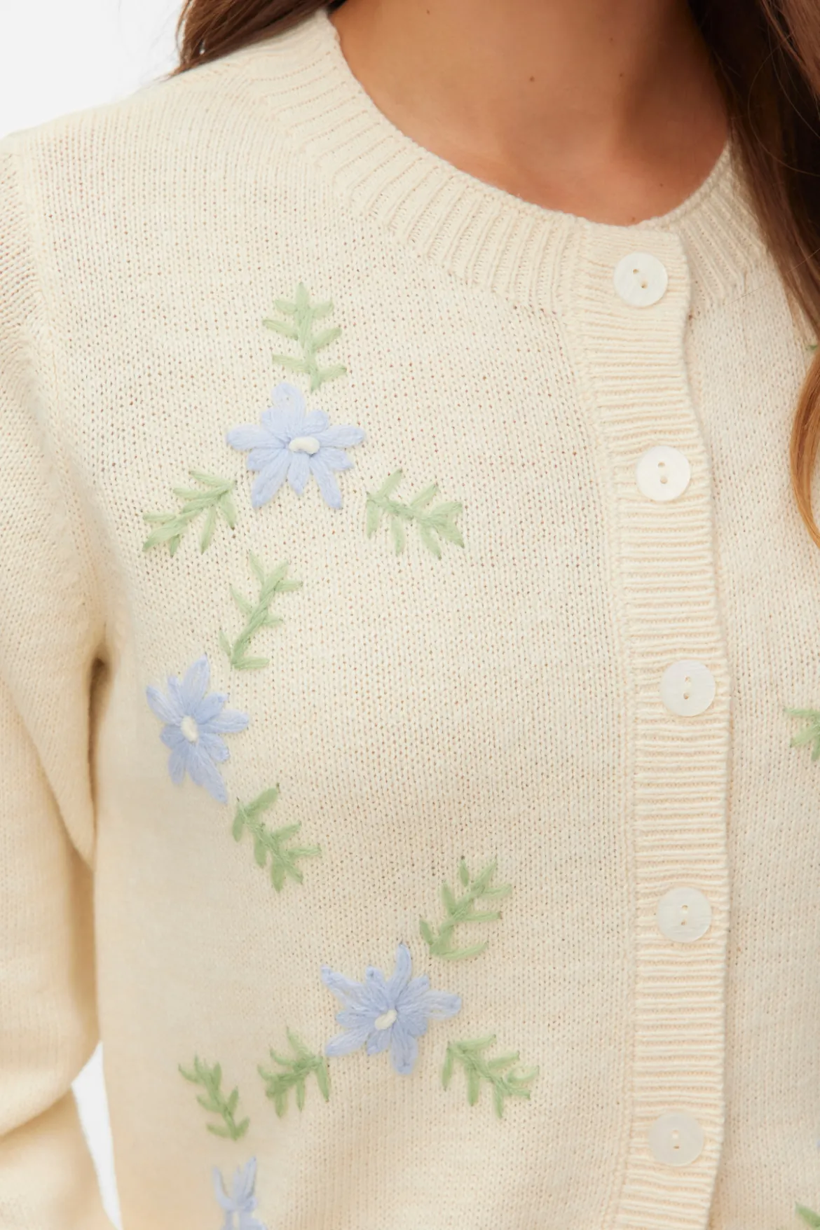 Camille O-Neck Cardigan - Birch
