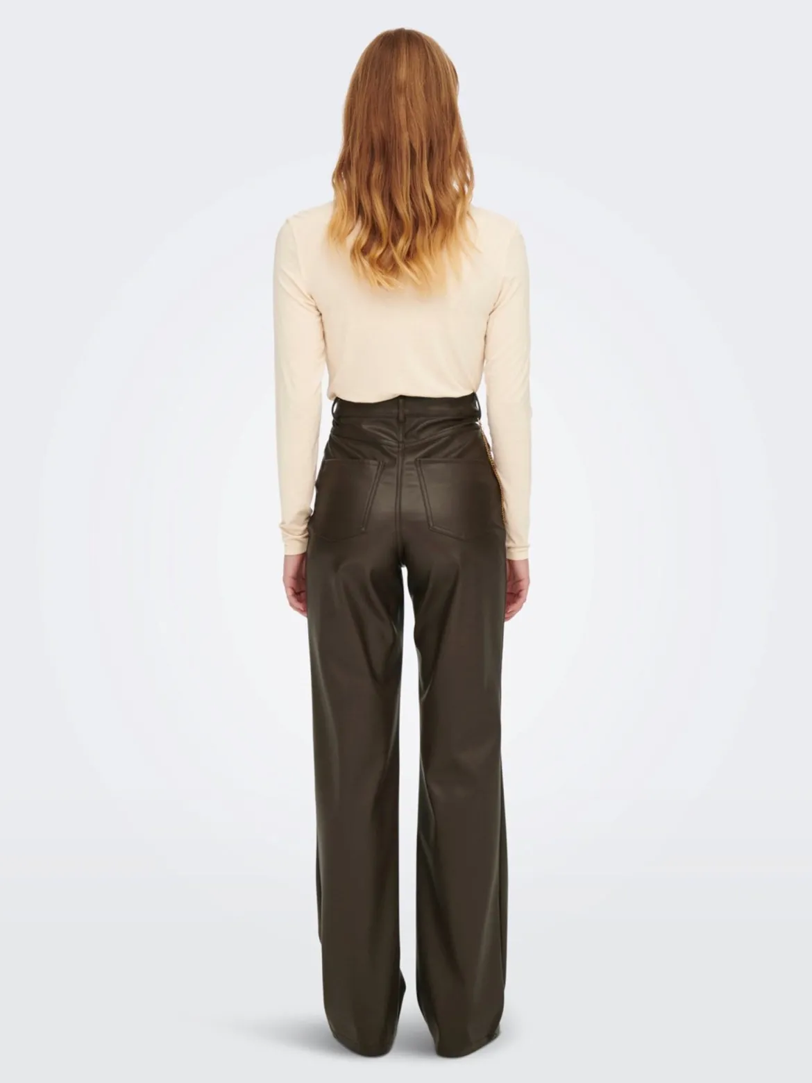 Camille Wide Faux Leather Bukser - Delicioso