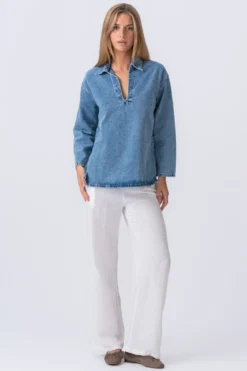 Cassia Denim Skjorte - Lyseblå