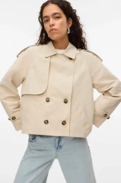 Chloe Short Trenchcoat - Oatmeal