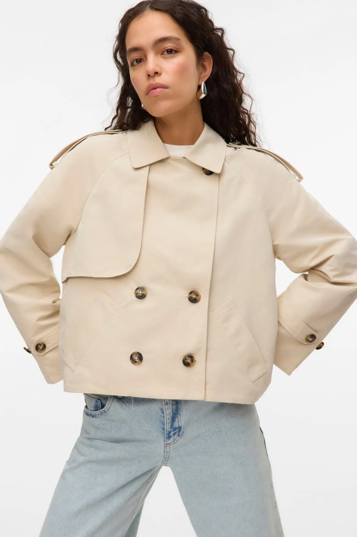 Chloe Short Trenchcoat - Oatmeal