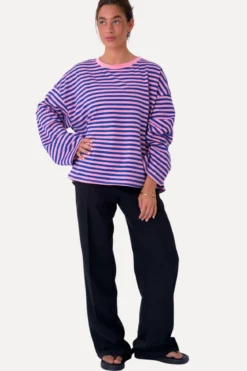 Cleo Bluse - Blå/Pink