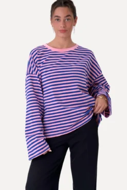 Cleo Bluse - Blå/Pink