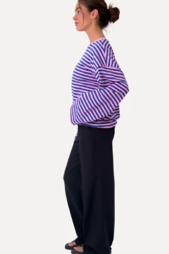Cleo Bluse - Blå/Pink