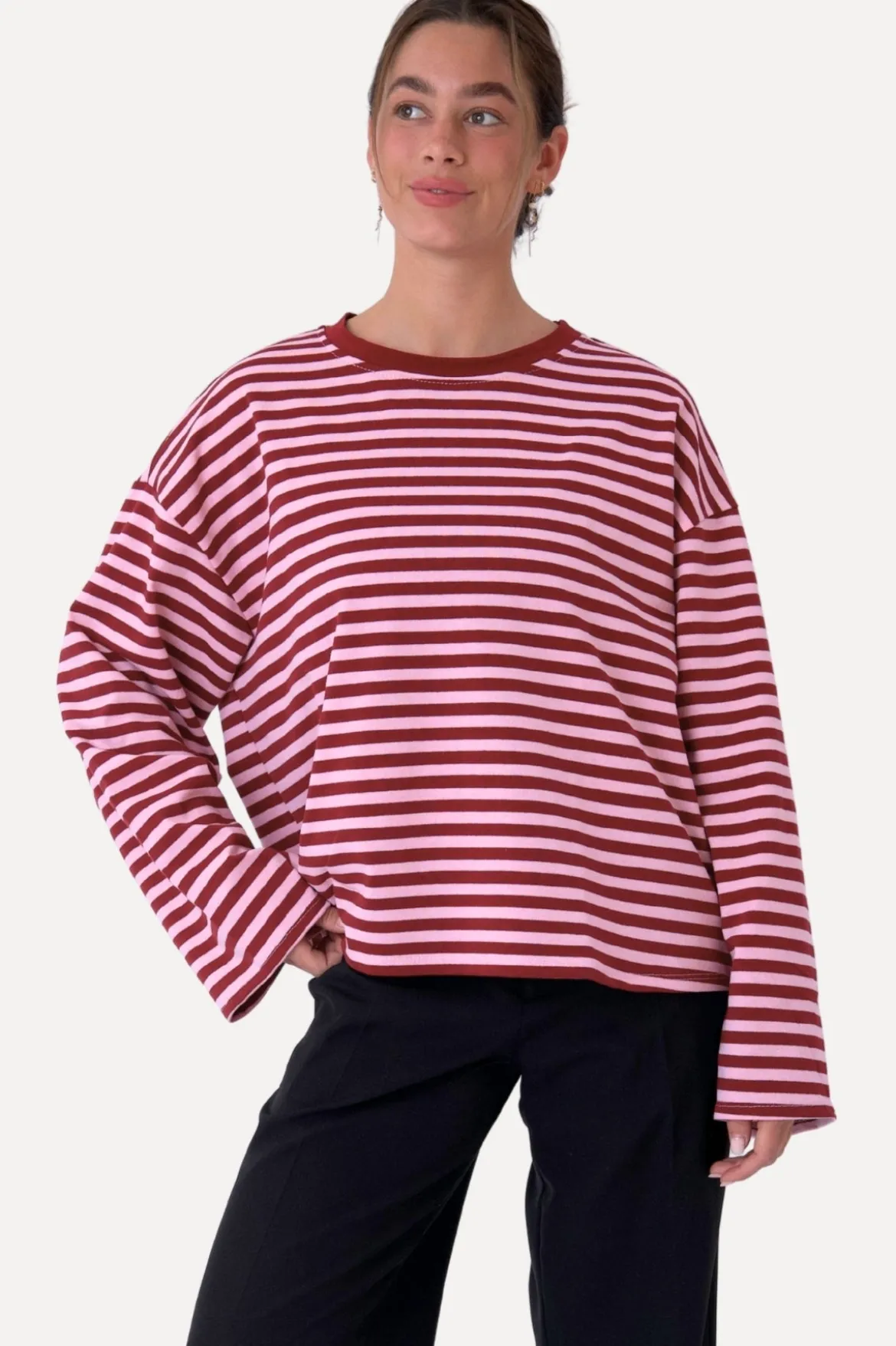 Cleo Bluse - Burgundy/Pink