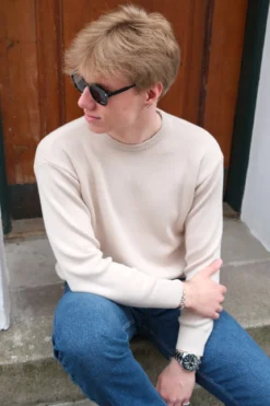 Crewneck Knit Sweater - Lys Beige