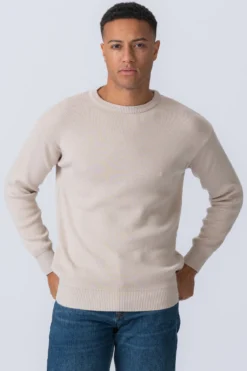Crewneck Knit Sweater - Lys Beige