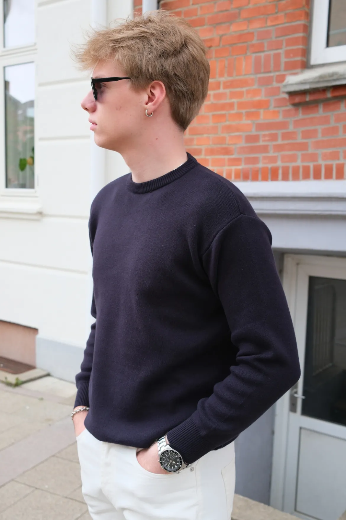 Crewneck Knit Sweater - Mørk Navy