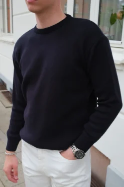 Crewneck Knit Sweater - Mørk Navy