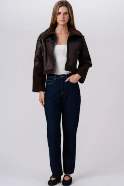Daisy Shearling Jakke - Brun/Sort
