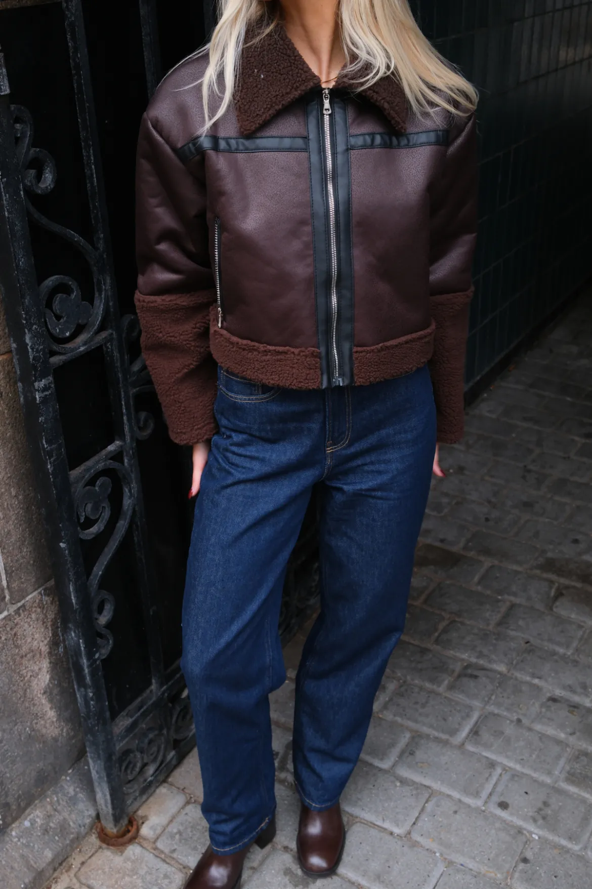 Daisy Shearling Jakke - Brun/Sort