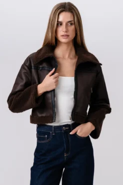 Daisy Shearling Jakke - Brun/Sort