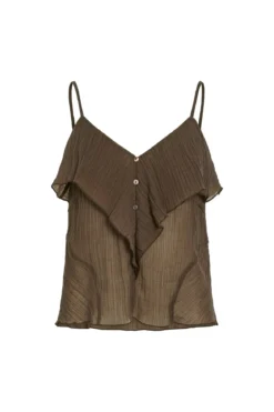 Danira V-Hals Singlet Top - Slate Black