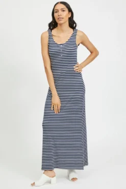 Dell Maxi Kjole - Navy Blazer/Sne Hvid