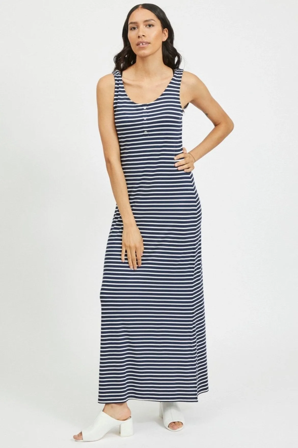 Dell Maxi Kjole - Navy Blazer/Sne Hvid
