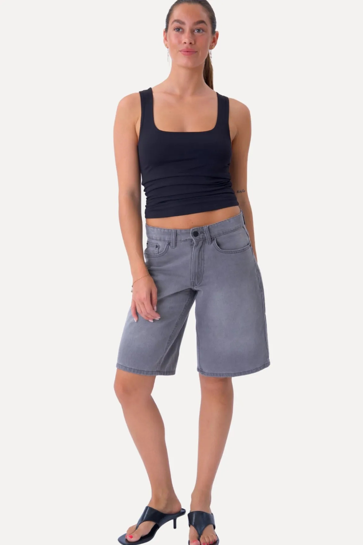Denim Shorts - Grå