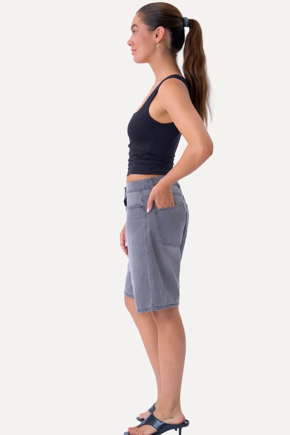 Denim Shorts - Grå