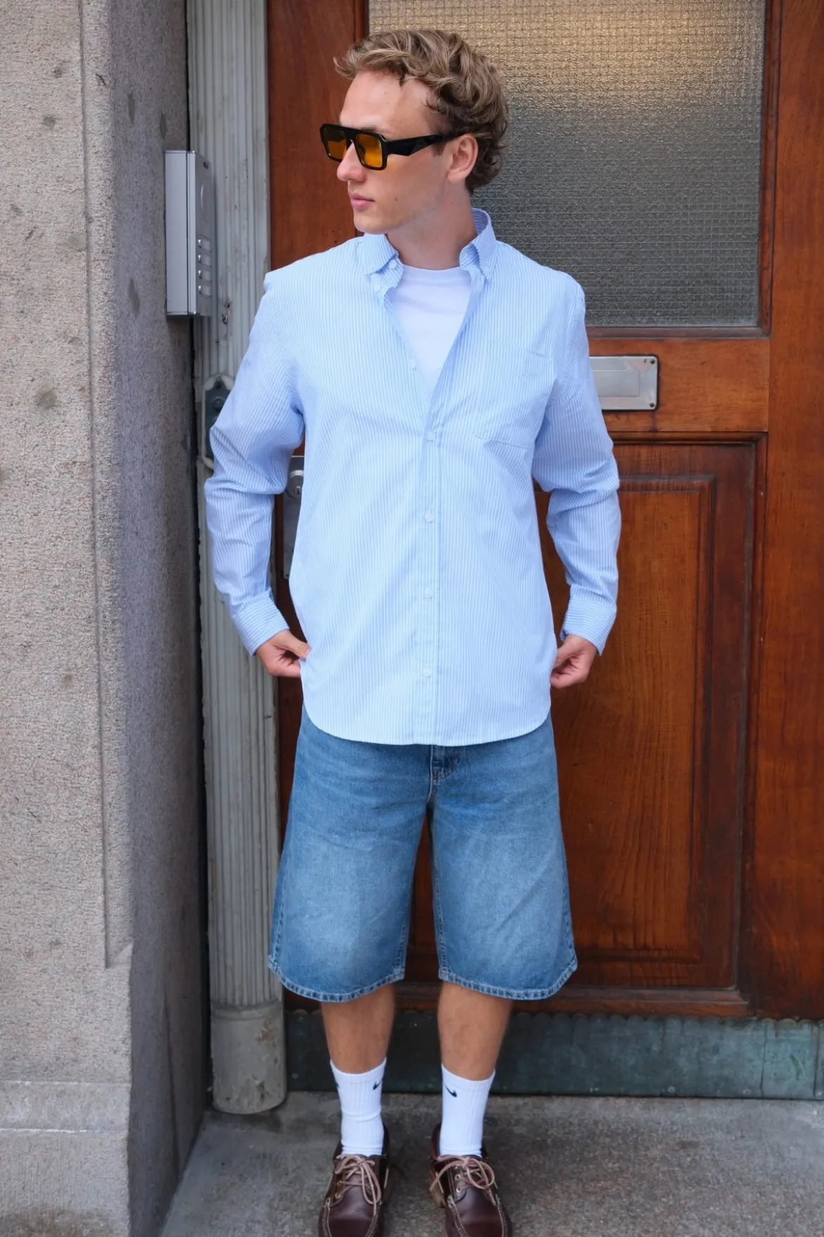 Denim Shorts Loose - Blå