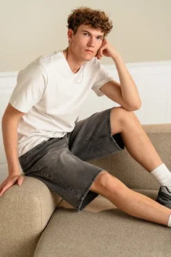 Denim Shorts Loose - Grå