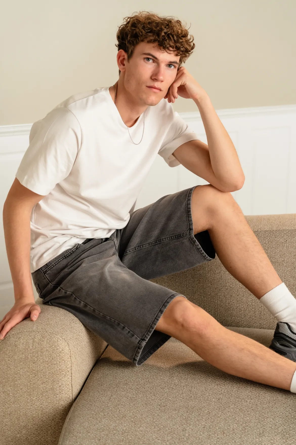 Denim Shorts Loose - Grå