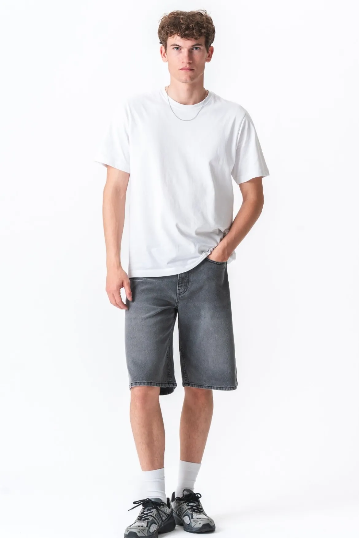 Denim Shorts Loose - Grå