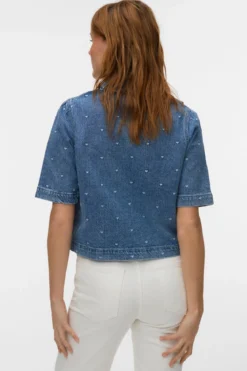 Dionne 2/4 Denim Skjorte - Medium Blue Denim - Heart