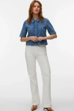 Dionne 2/4 Denim Skjorte - Medium Blue Denim - Heart