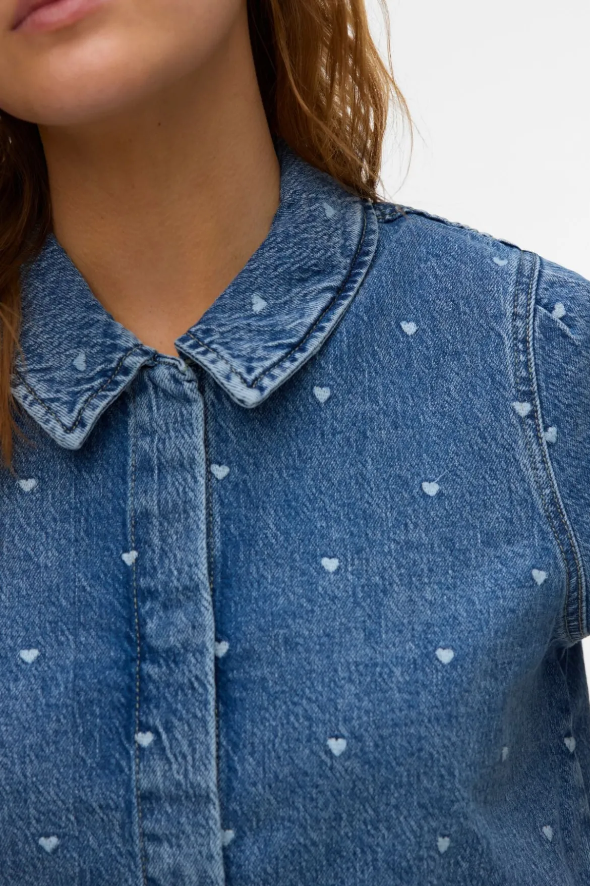 Dionne 2/4 Denim Skjorte - Medium Blue Denim - Heart