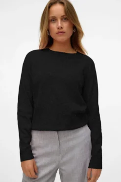 Doffy O-Neck Blouse - Sort Melange