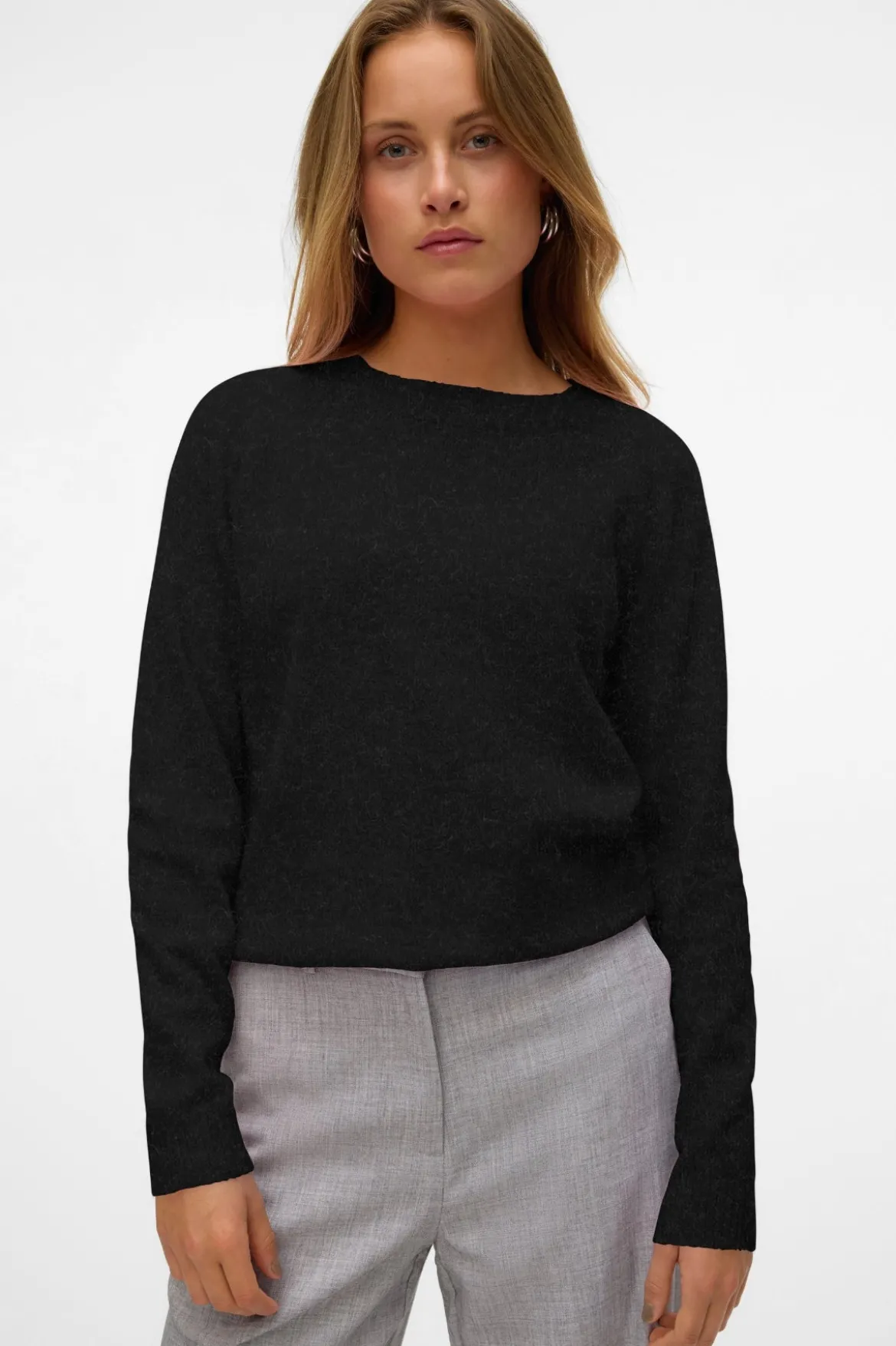Doffy O-Neck Blouse - Sort Melange