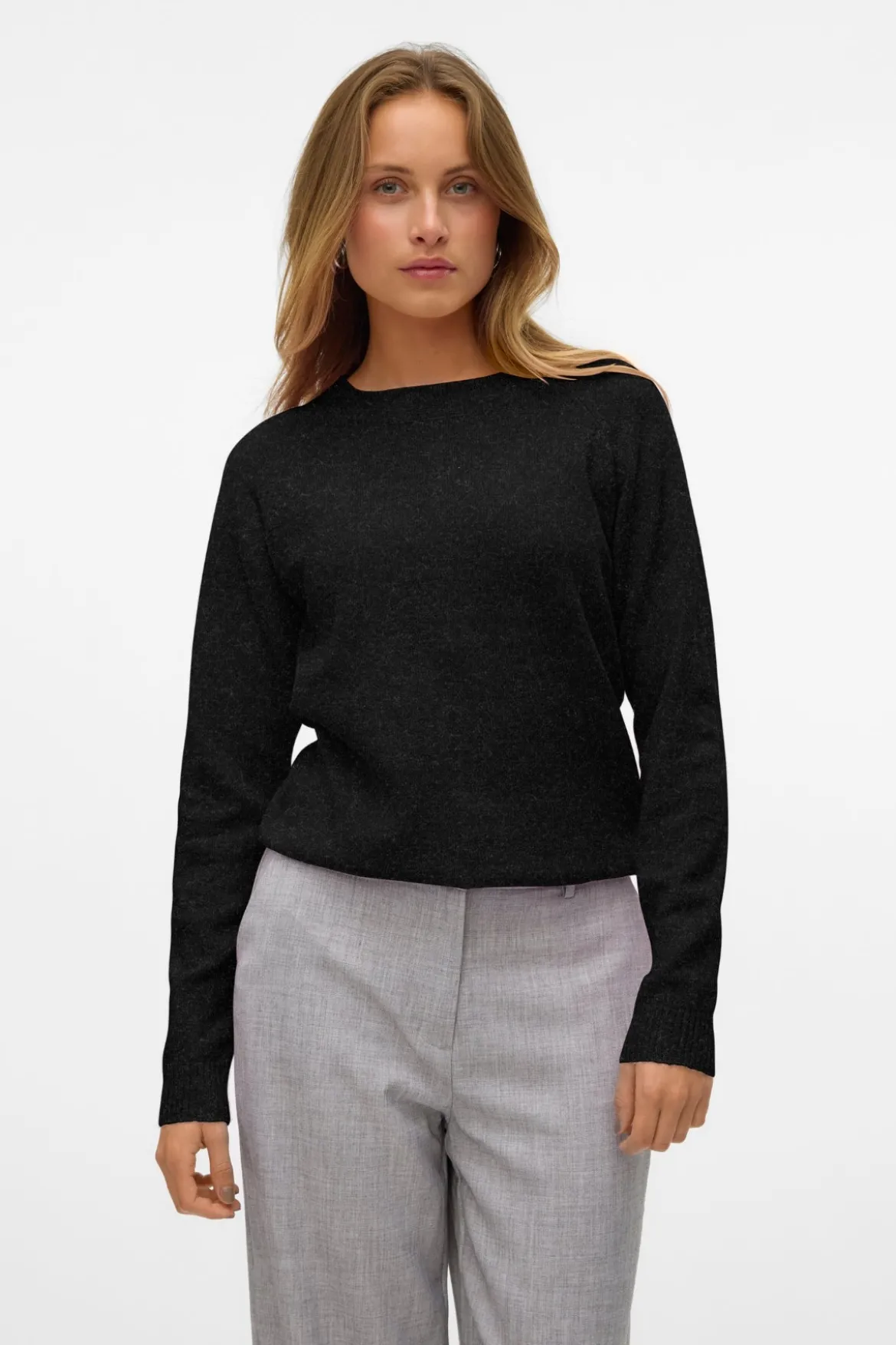Doffy O-Neck Blouse - Sort Melange